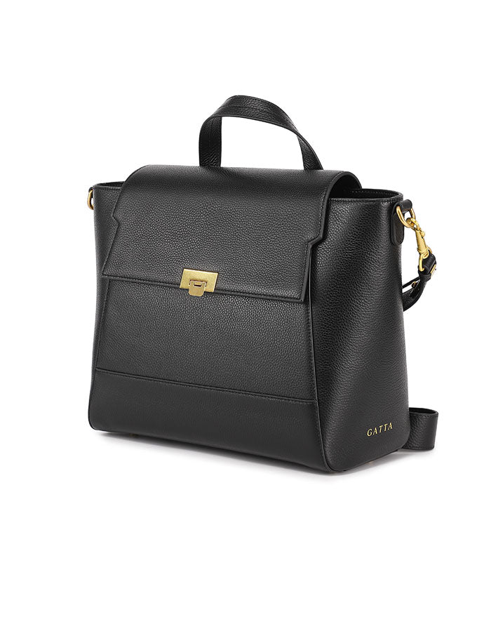 Audrey Noir Women Leather Laptop Camera Bag – GATTA display picture 1