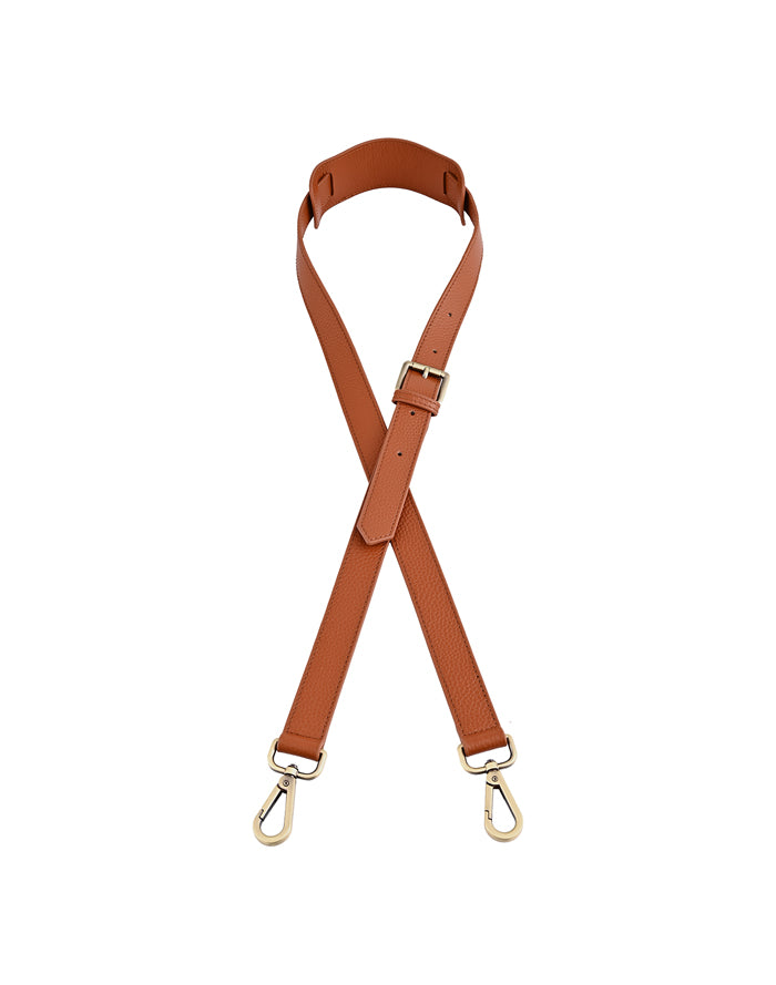 Thin brown leather camera bag strap