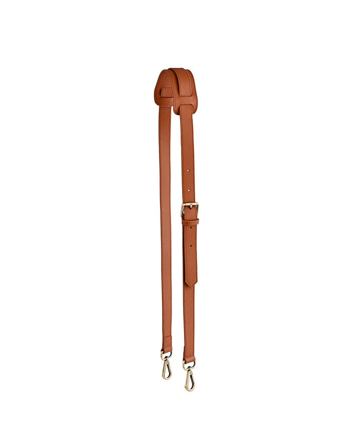 Thin brown leather camera bag strap 