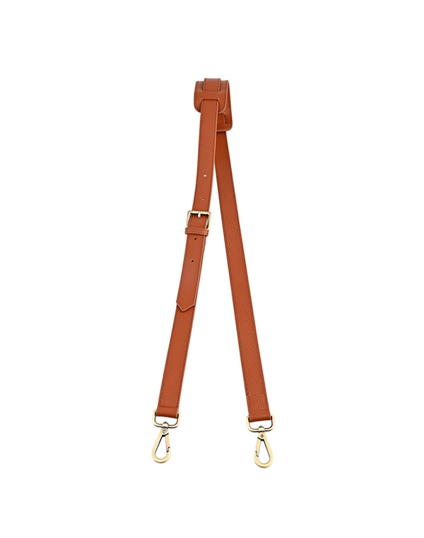 Thin brown leather camera bag strap